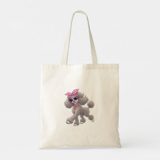 Tote Bag Caniche mignon avec noeud rose