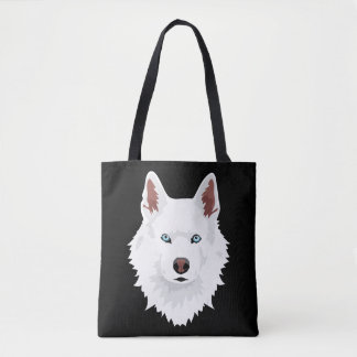 Tote Bag Canine blanche à Husky en Sibérie - Chien blanc à 