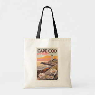 Tote Bag Cape Cod Massachusetts Art de voyage pictural Rétr