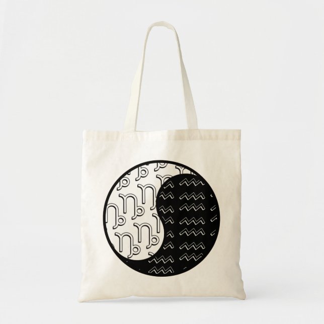 Tote Bag Capricorne Aquarius yin yang couple zodiaque (Devant)