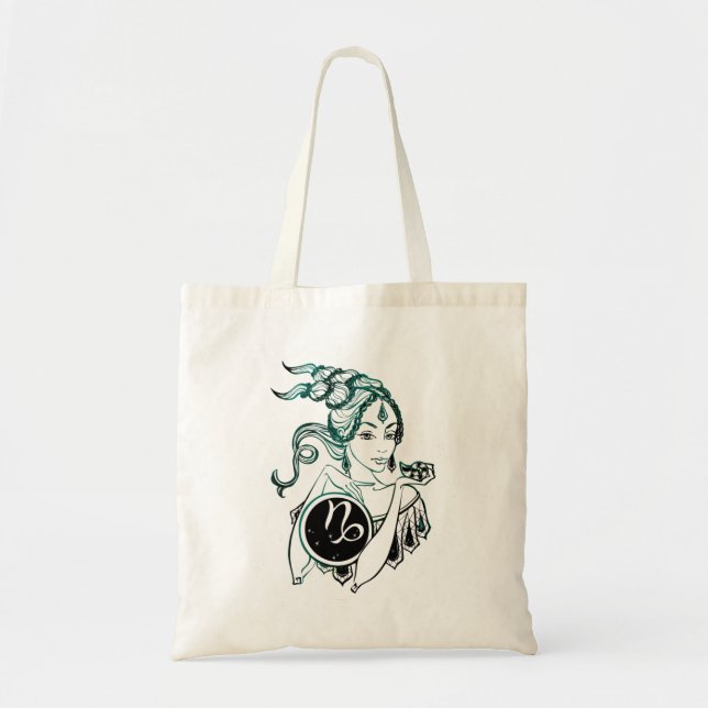 Tote Bag Capricorne Dame Art Déco (Devant)