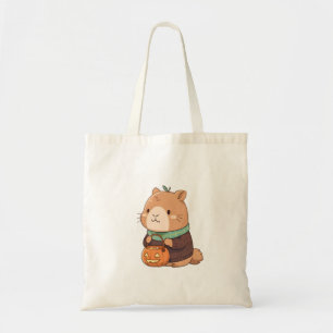 Tote Bag Capybara Coquet dans un Pull Citrouille au Milieu