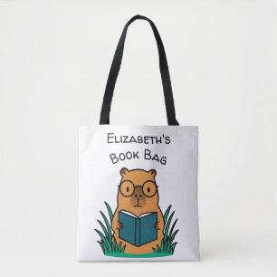 Tote Bag Capybara lisant un livre