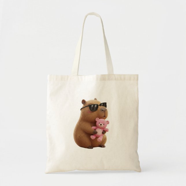 Tote Bag Capybara & Pink Teddy Bear Collection (Devant)
