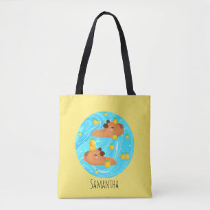 Tote Bag Capybaras Dans L'Eau Avec Oranges