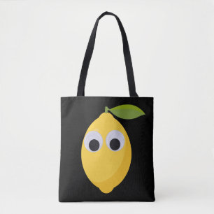 Tote Bag Caractère citron mignon avec yeux googly