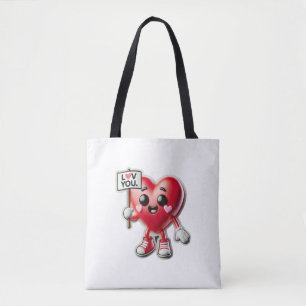 Tote Bag Caractère Coeur mignon Qui Vous Aime