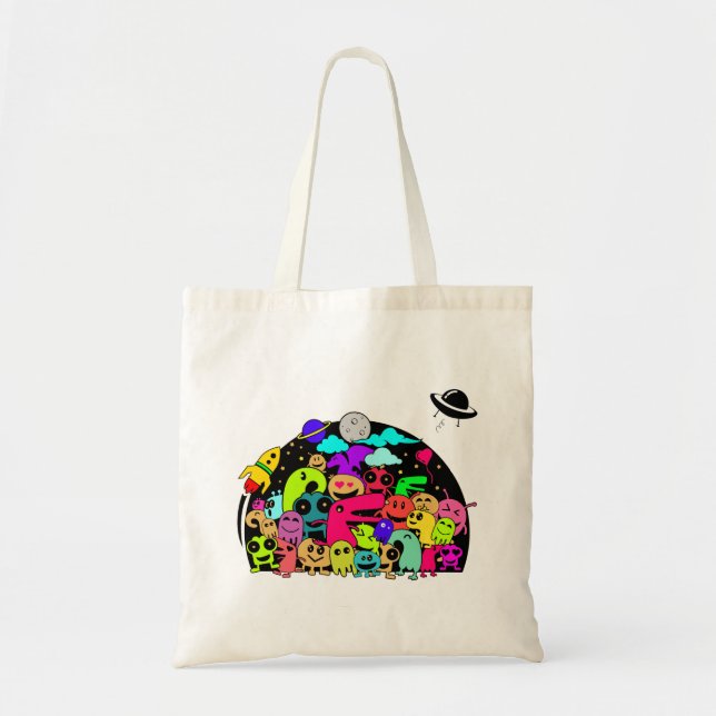 Tote Bag Caractères Aliens de l'espace (Devant)