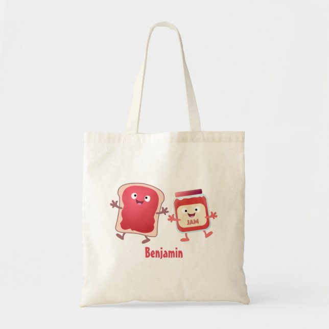 Tote Bag Caractères de dessins animés sur le pain et la con (Devant)