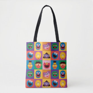 Tote Bag Caractères de rue Sésame | Grille de blocs colorés