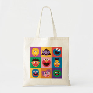 Tote Bag Caractères de rue Sésame   Grille de blocs colorés