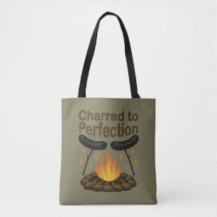 Tote Bag Carbonisé à la perfection Drôle de hot-dog au feu 