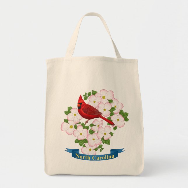 Tote Bag Cardinal d'État de Caroline du Nord Oiseau Dogwood (Devant)