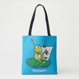 Tote Bag Caricature amusante de grenouille verte