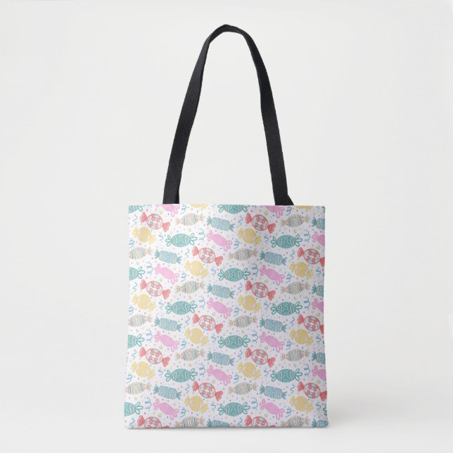 Tote Bag Caricature bonbons festifs multicolores (Devant)