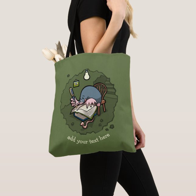 Tote Bag Caricature Cute Mole Novelist Livre D'Écriture Dan (De près)