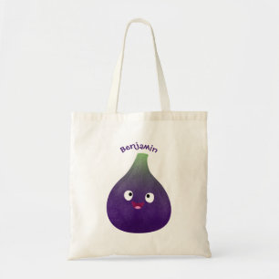 Tote Bag Caricature de fruits mauve joyeux aux figues