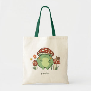 Tote Bag Caricature de la grenouille et des champignons   N