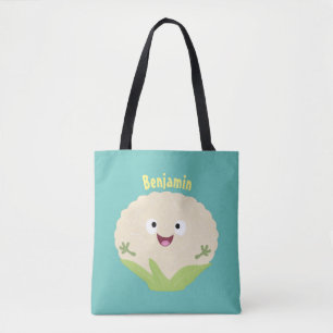 Tote Bag Caricature de légume de chou-fleur joyeux