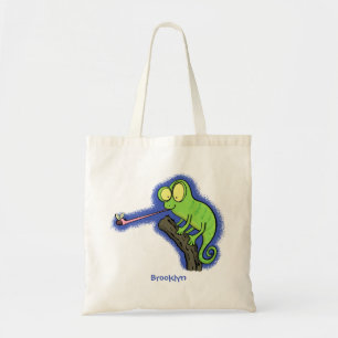 Tote Bag Caricature de lézard de caméléon vert joyeux