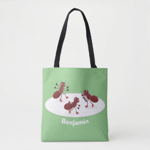 Tote Bag Caricature de patinage sur glace de Happy red four