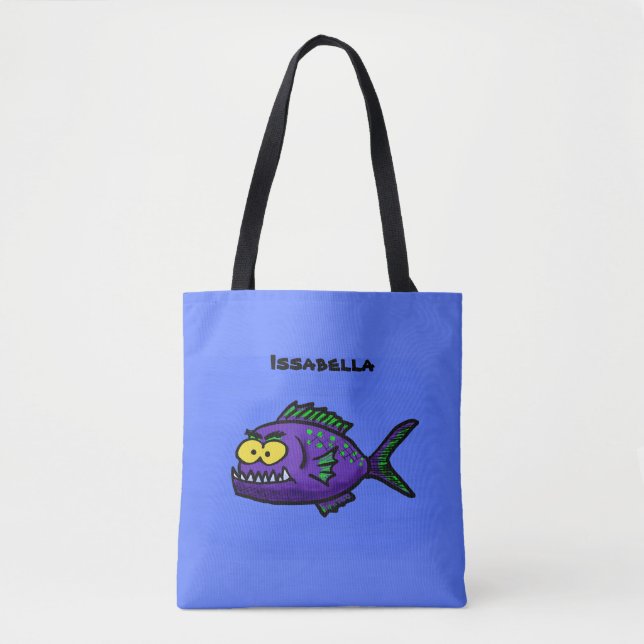 Tote Bag Caricature de poisson de Piranha (Devant)