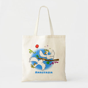 Tote Bag Caricature d'oiseaux de cockatoo amusante