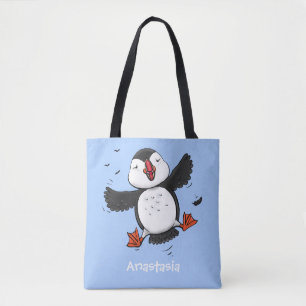 Tote Bag Caricature en bleu bouffin joyeux