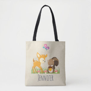 Tote Bag Caricature en bois mignon