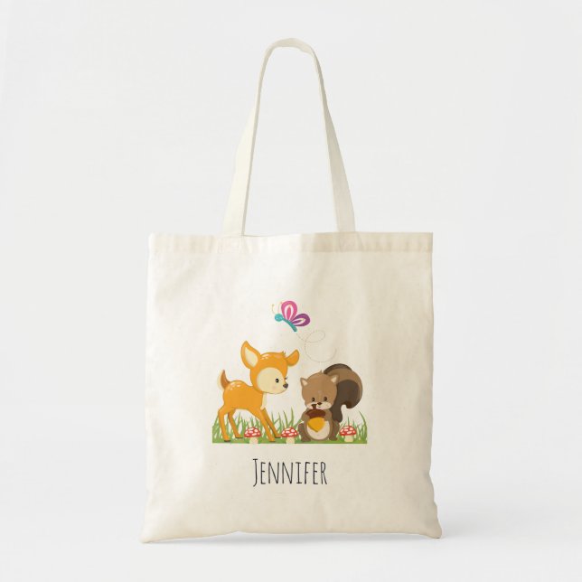Tote Bag Caricature en bois mignon (Devant)