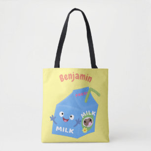 Tote Bag Caricature en carton de lait joyeux
