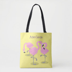 Tote Bag Caricature en trio flamand rose mou