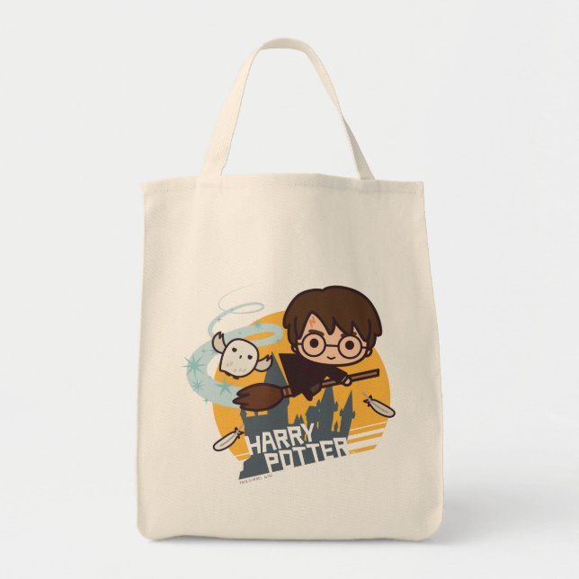 Tote Bag Caricature Harry et Hedwig Flying Passé Hogwares (Devant)
