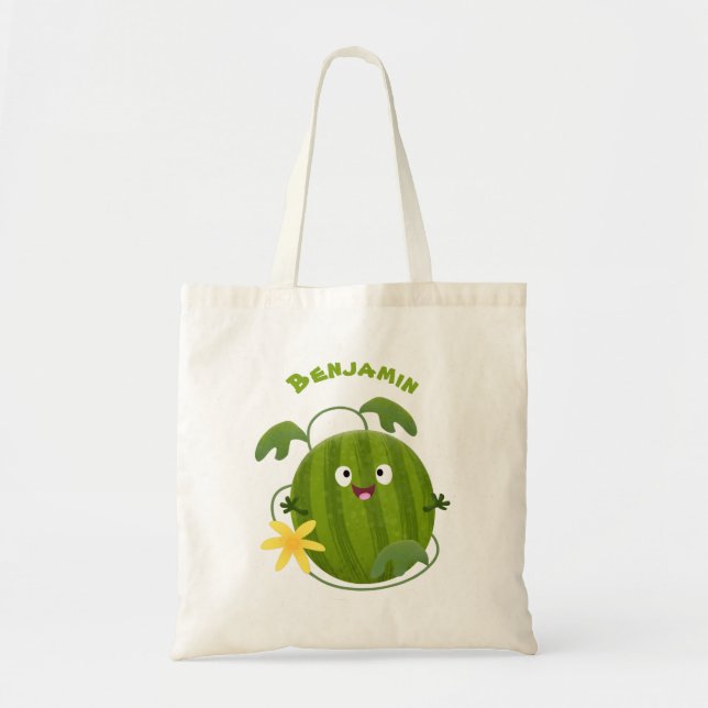 Tote Bag Caricature joli et souriant de pastèque (Devant)