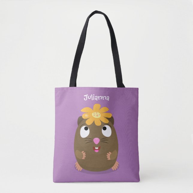 Tote Bag Caricature joyeuse de cobaye mignonne (Devant)