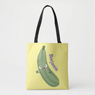 Tote Bag Caricature joyeux de courgettes mignonnes