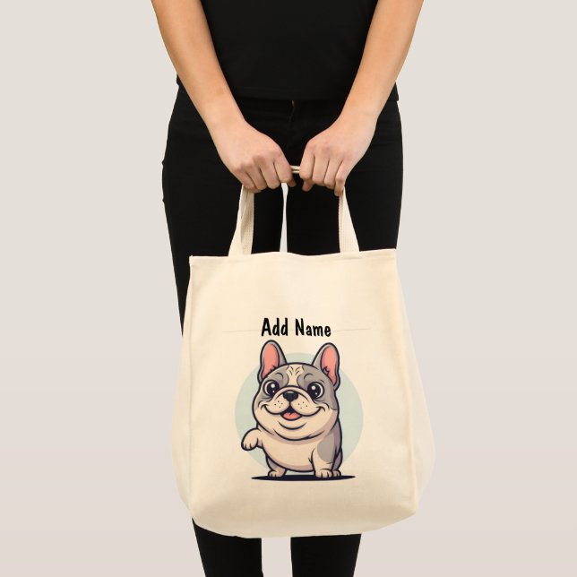 Tote Bag Caricature Personalisée French Bulldog Ajouter Vot (Devant (produit))