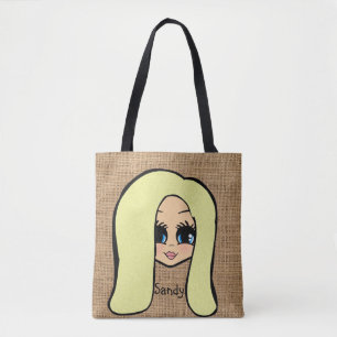 Tote Bag Caricature personnalisée Jute Imprimer Fourre-tout