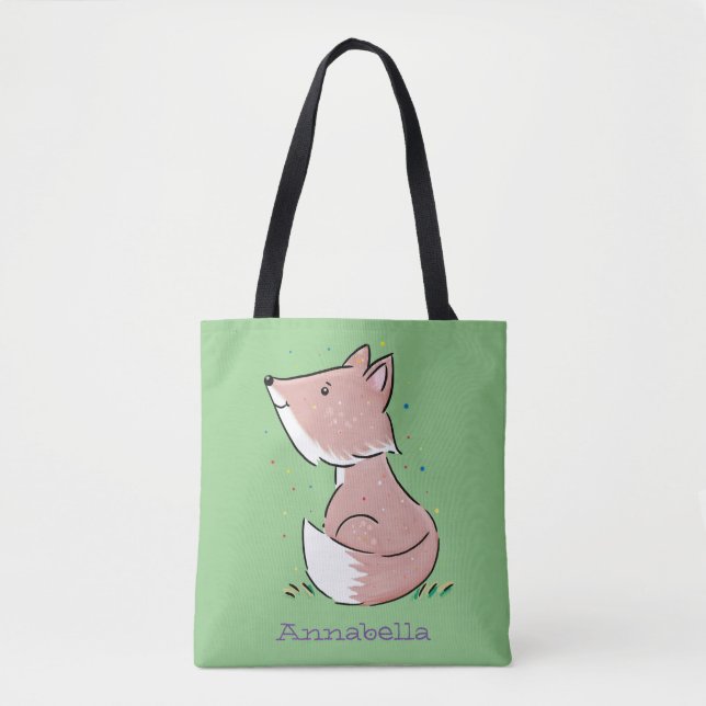 Tote Bag Caricature pour bébé renard (Devant)