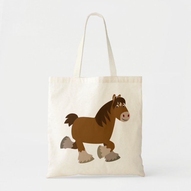 Tote Bag Caricature Trotting Shire Horse Bag (Devant)