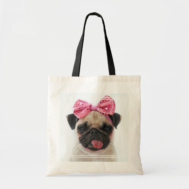 Tote Bag Carlin avec Bow rose (Devant)