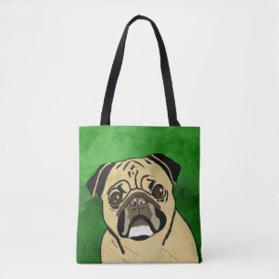 Tote Bag Carlin Chien Aquarelle Art Portrait