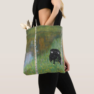 Tote Bag Carlin chien mignon Gustav Klimt Forest AOP