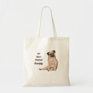 Tote Bag Carlin Chien Mon meilleur ami Nom personnalisé
