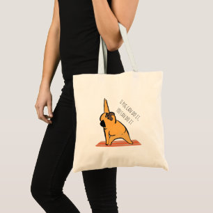 Tote Bag Carlin Cute personnalisé faisant Yoga Doodle