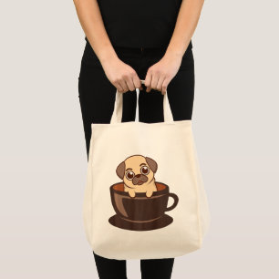 Tote Bag Carlin Dans Une Mug Café Buveur Chien Animaux Anim