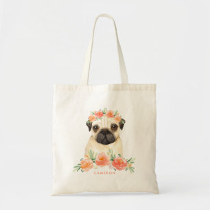 Tote Bag Carlin d'aquarelle fine Pêche à la couronne flor