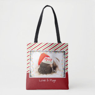Tote Bag Carlin de Noël à Santa Hat avec lumières de Noël