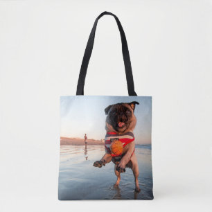 Tote Bag Carlin jouant au bal sur la plage