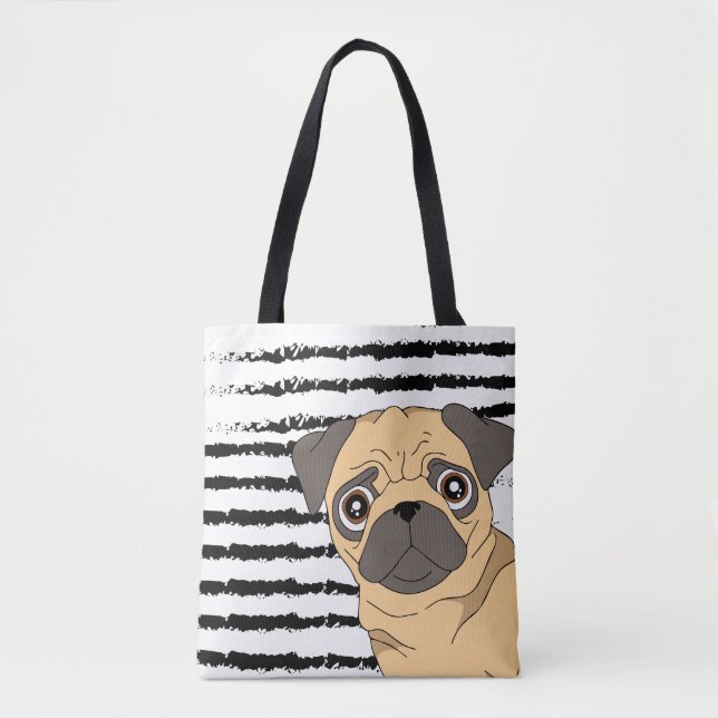 Tote Bag Carlin noir blanc motif design (Devant)